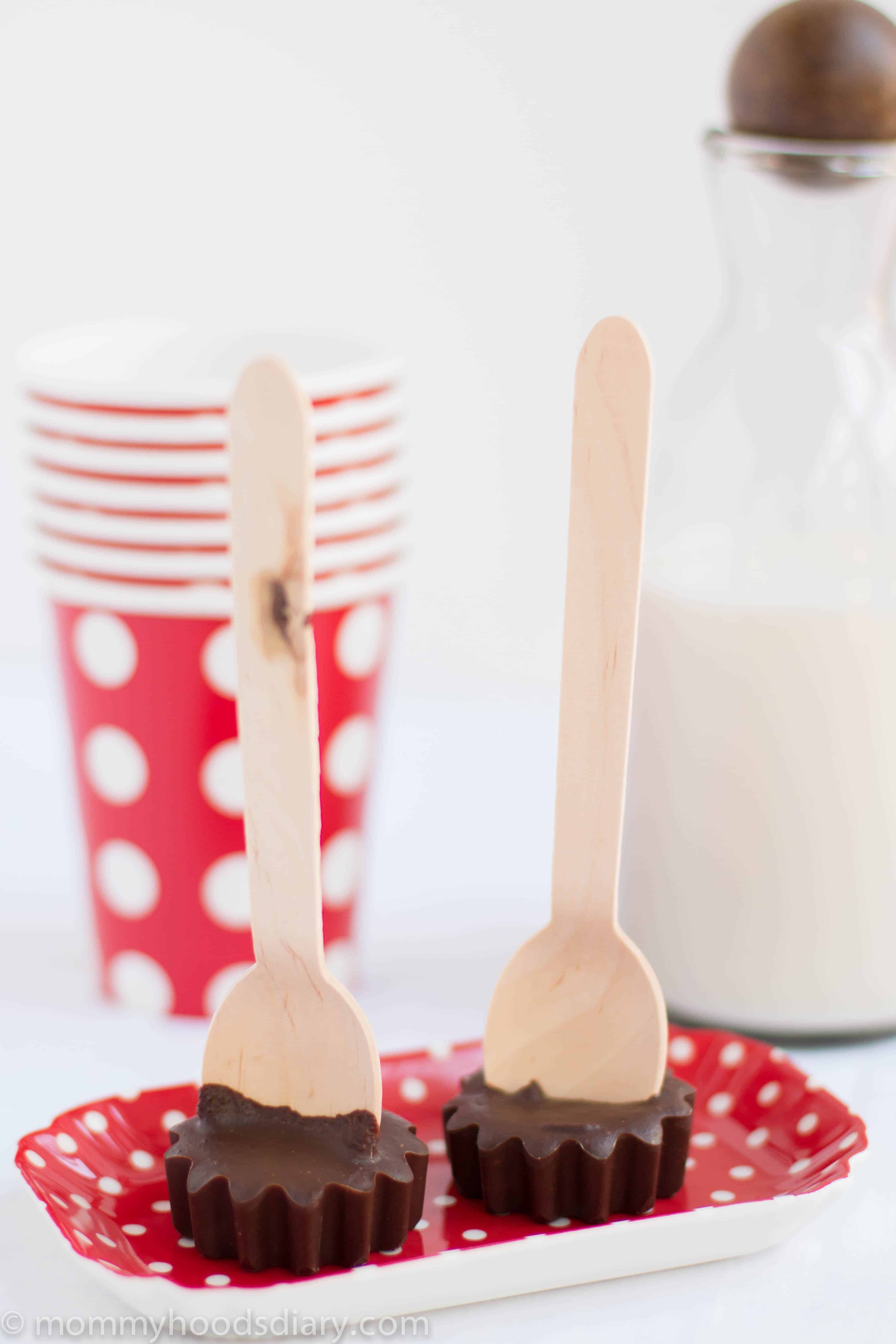 hot chocolate on a spoon