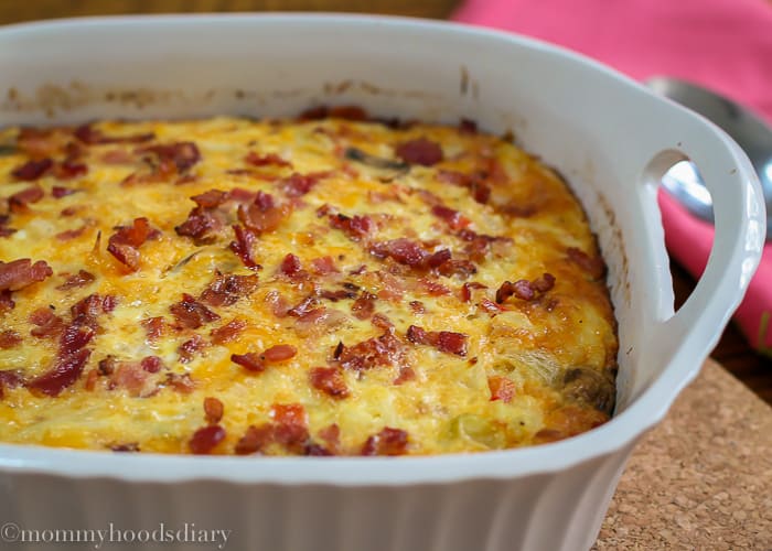 Egg Bacon and Potato Breakfast Bake on a casserole