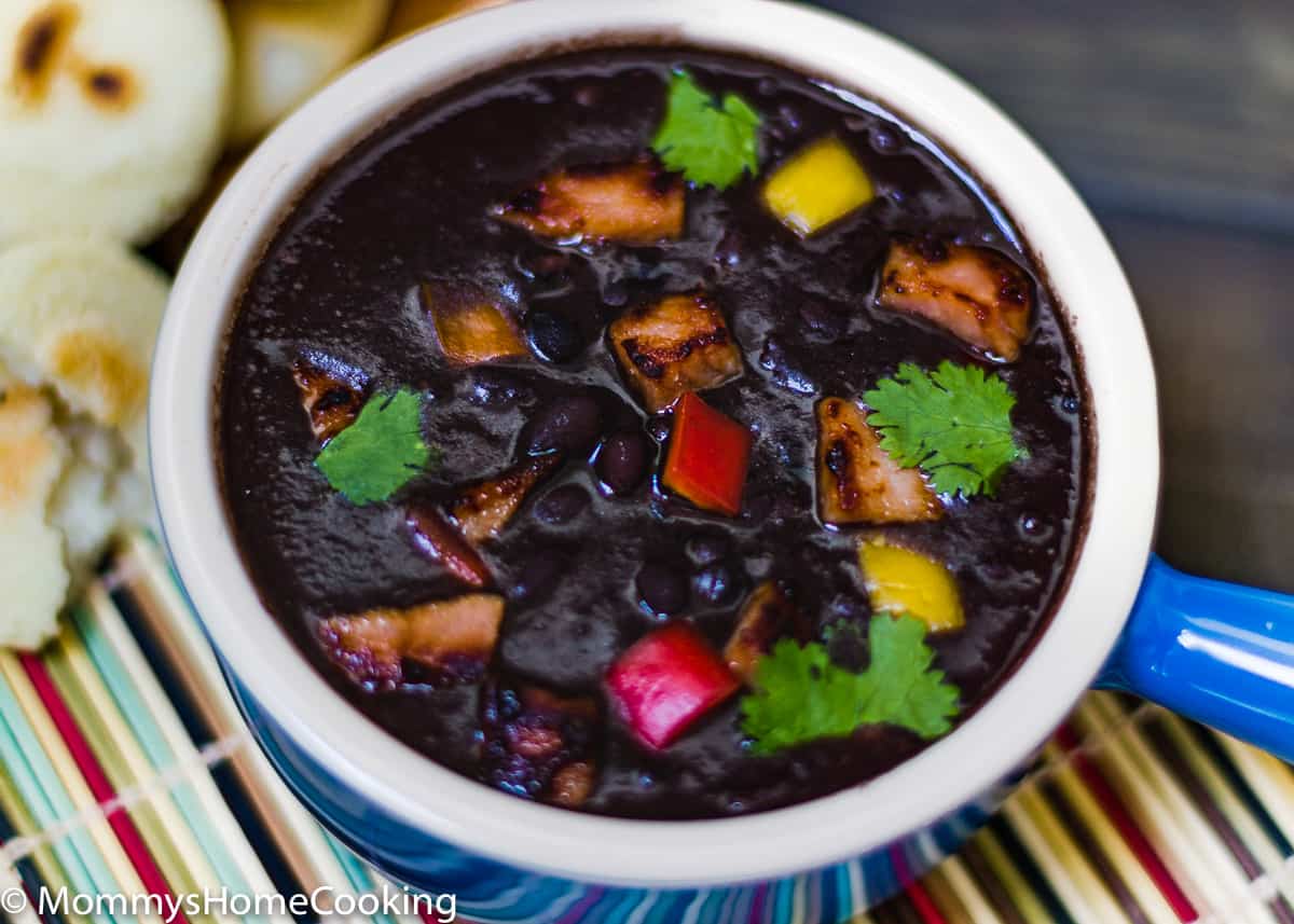 Venezuelan Black Bean Soup in a bowl