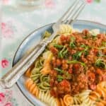 Bowl of pasta with Bolognese Sauce