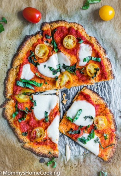 Eggless Cauliflower Pizza cut into slices