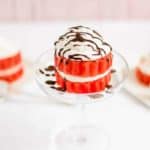 Watermelon Bites with Cream Cheese Whipped Cream and Chocolate Sauce | mommyshomecooking.com