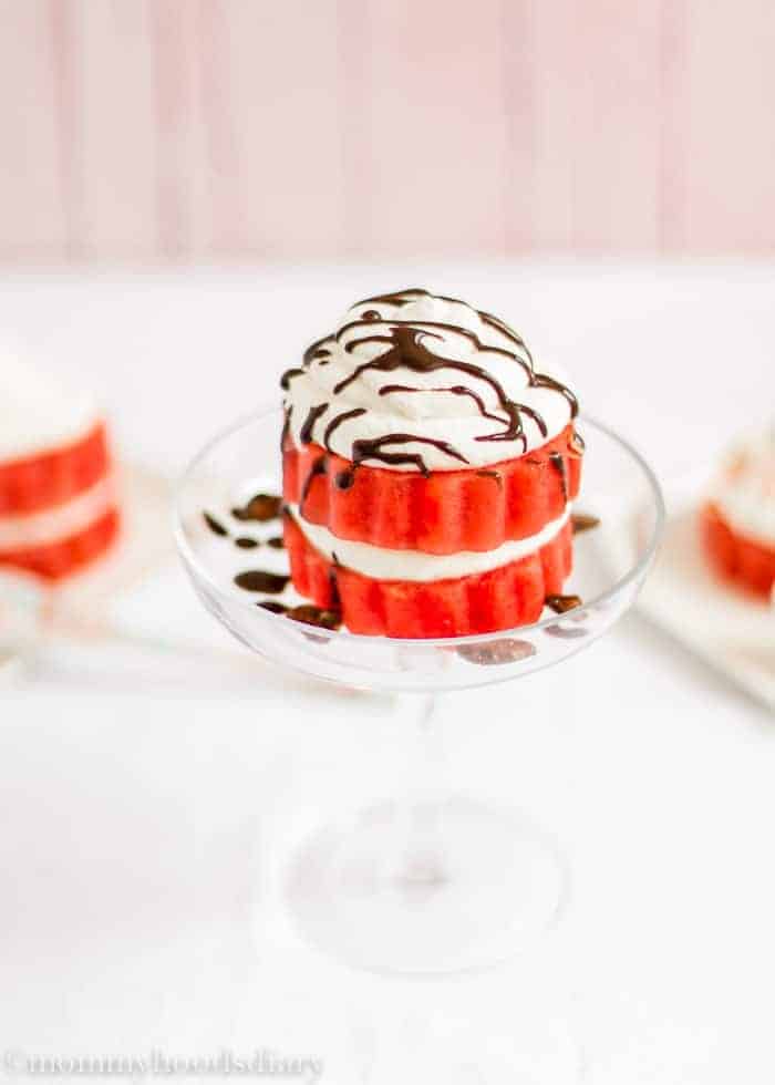 Watermelon Bites with Cream Cheese Whipped Cream