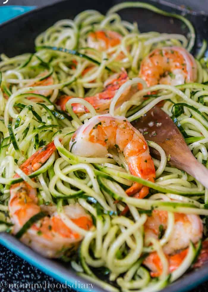 Zuchinni Pasta with Shrimp.