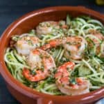 Cucumber Noodles with Garlic Shrimps | mommyshomecooking.com