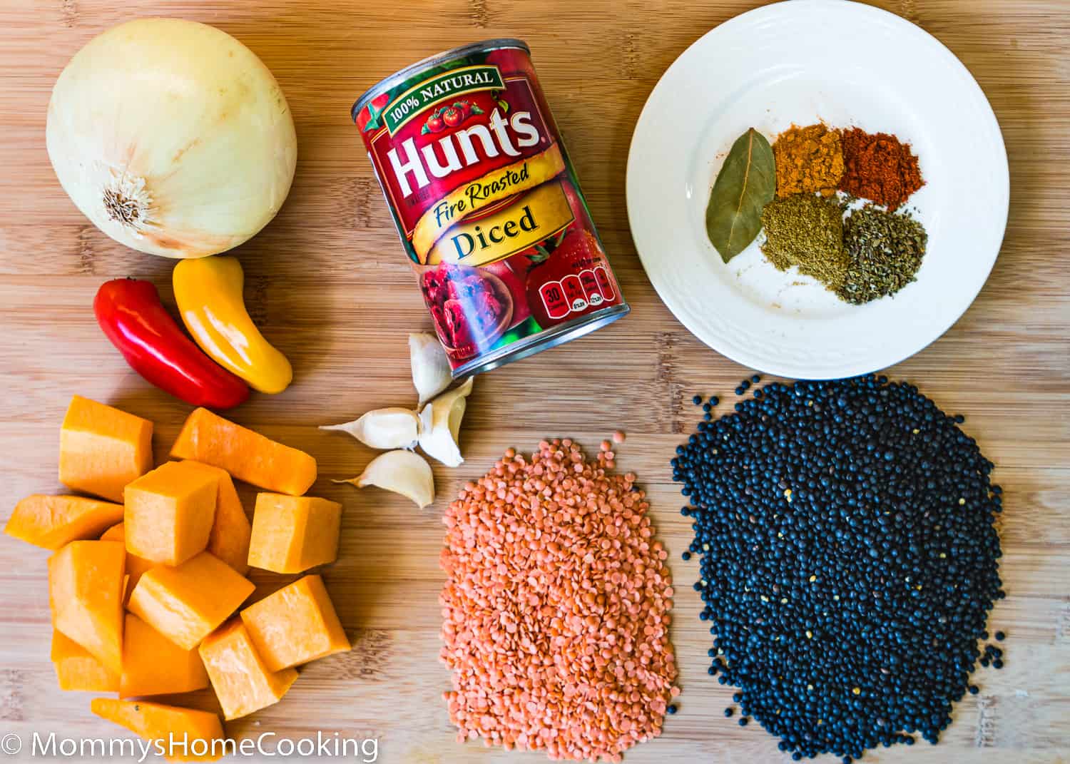 Lentils and Butternut Squash Soup Ingredients.