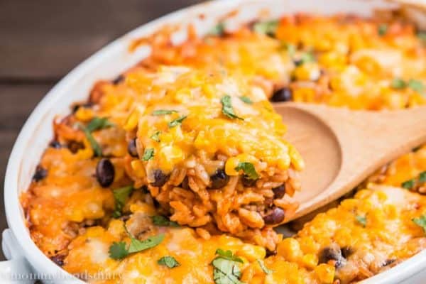 Cheesy Enchilada Rice and Beans Casserole - Mommy's Home Cooking