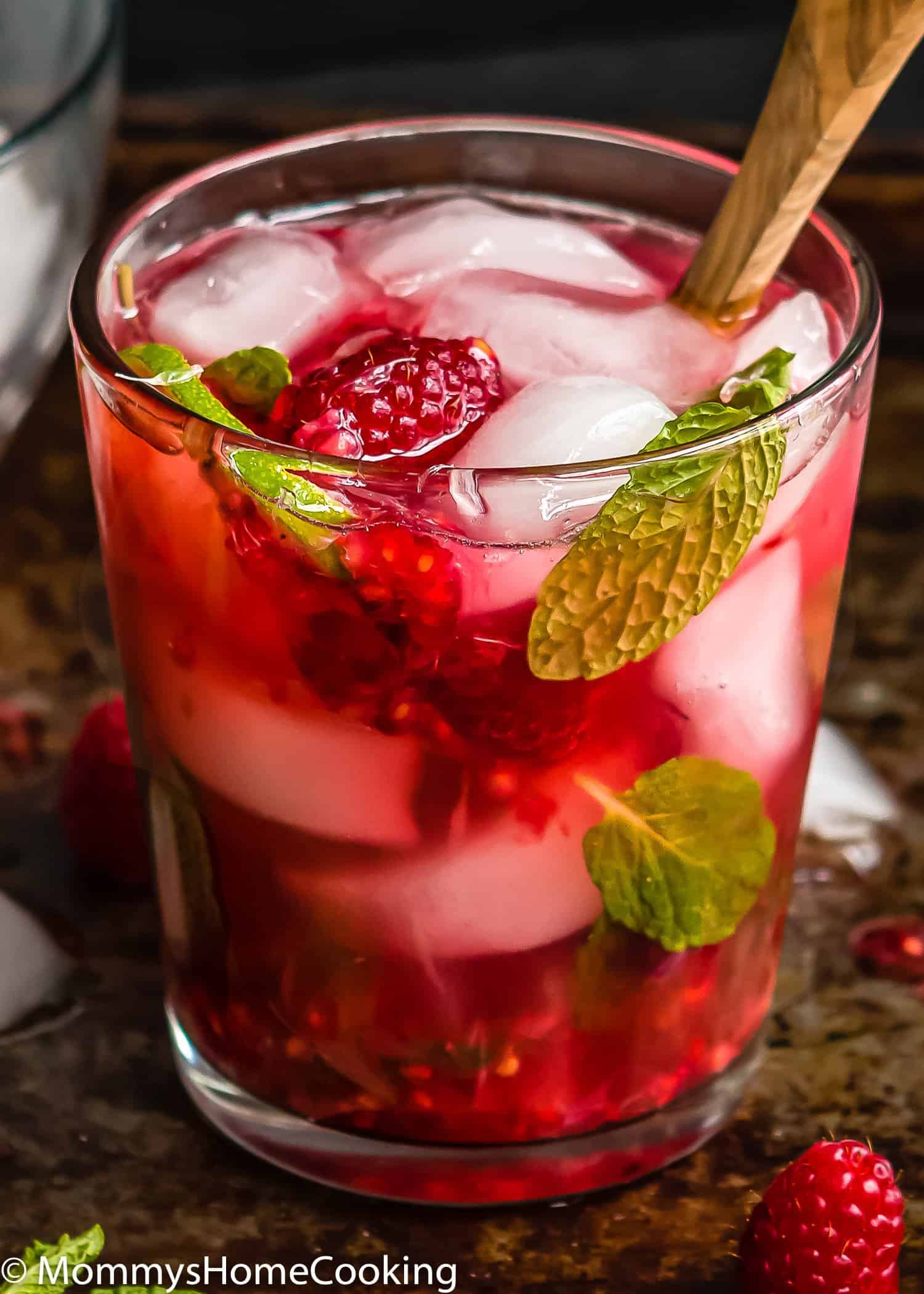 closeup view of a Raspberry Vodka Mojito