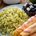 Green Rice and Taquitos with Piquillo Pepper Crema | Mommyhood's Diary