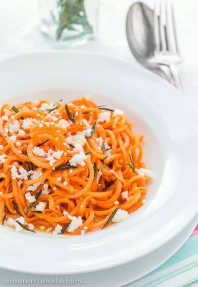 Spiralized Sweet Potato Pasta with Rosemary Brown Butter and Queso Fresco | Mommyhood's Diary