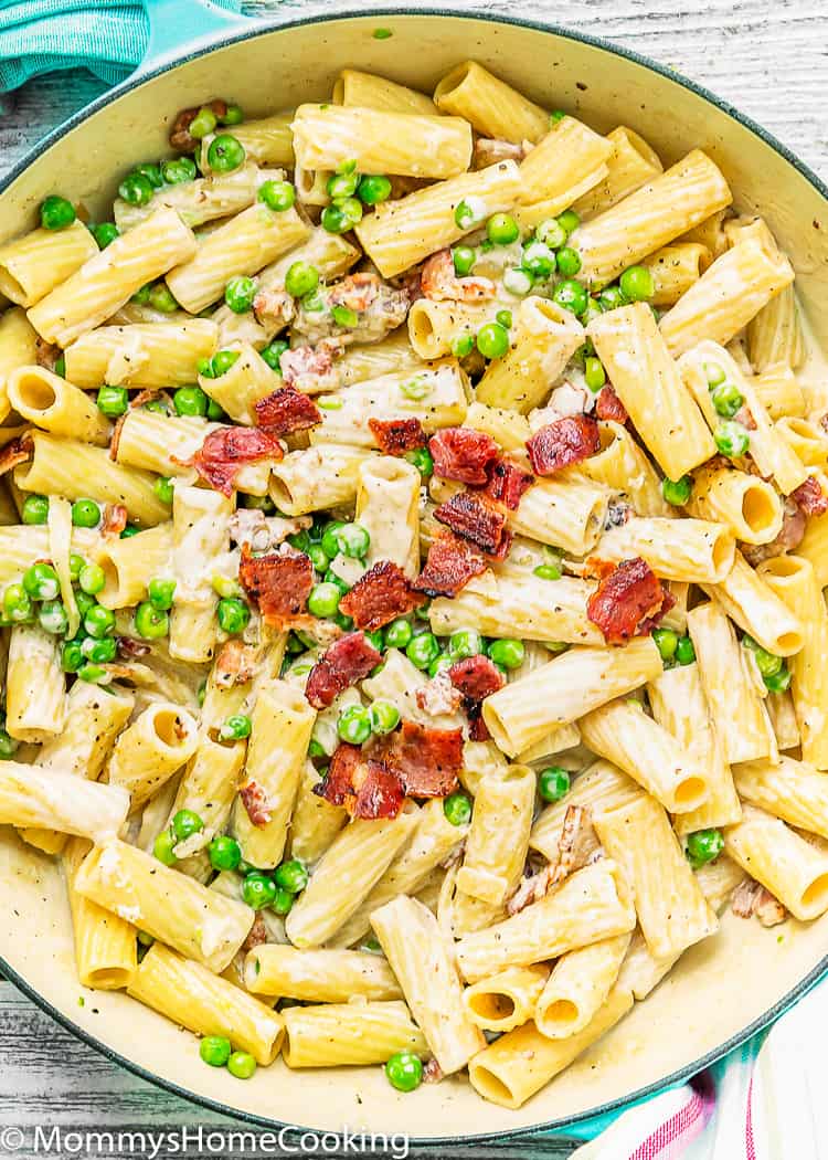 One Pot Creamy Alfredo Pasta With Bacon And Peas Mommy S Home Cooking