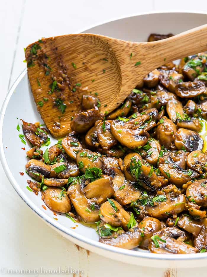 Teriyaki Garlic Mushrooms and Thyme Goat Cheese Bruschetta-1