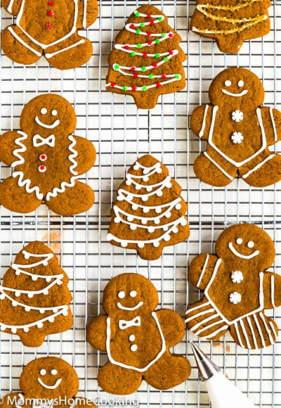 Eggless Gingerbread Cookies over a cooling rack