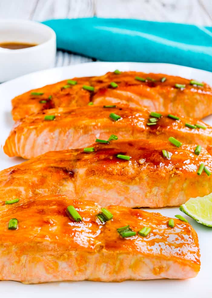 This easy 20-minute Skinny Glazed Salmon will soon be a favorite in your family table! It’s easy to make with only 5 ingredients. https://mommyshomecooking.com