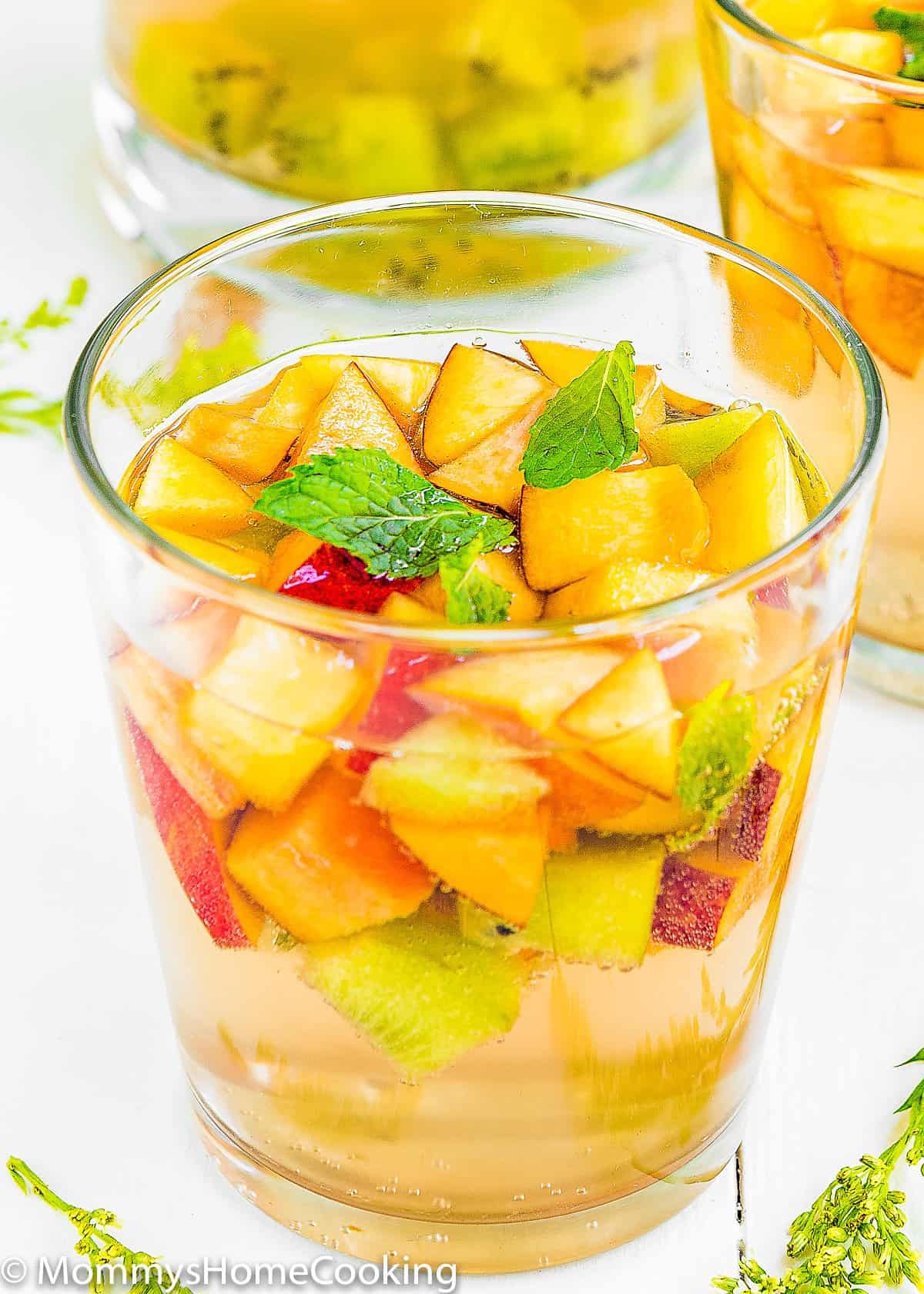 Easy Fruity White Sangria in a cup