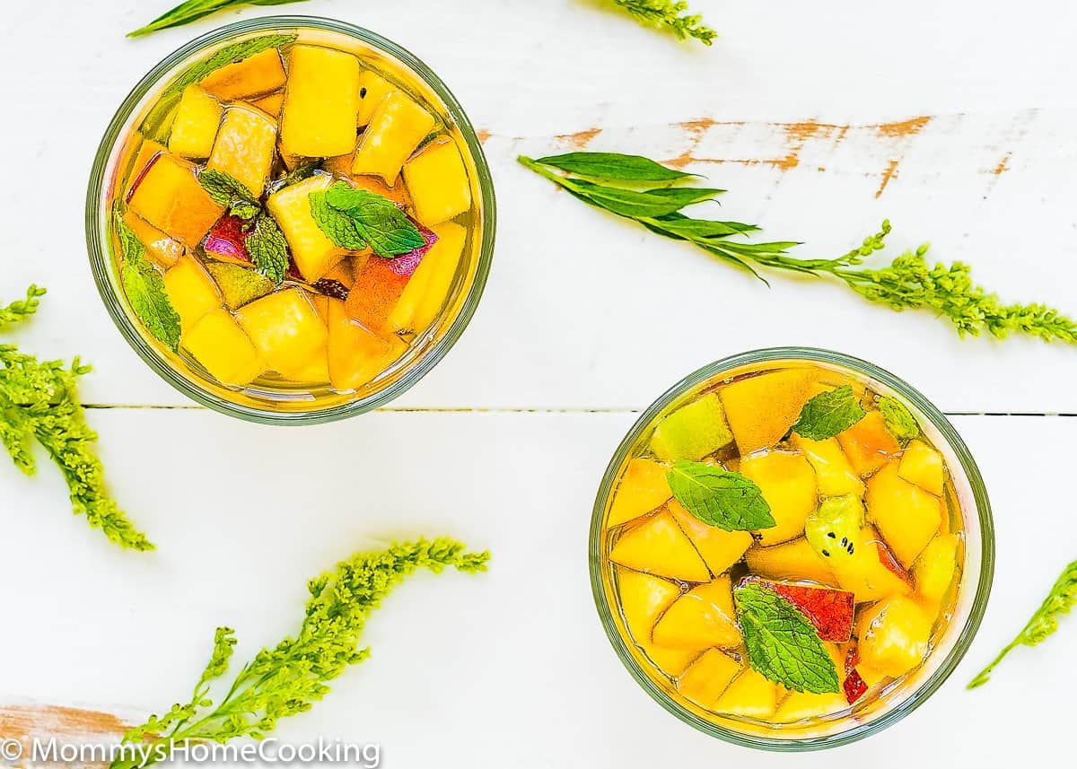 overhead view of Easy Fruity White Sangria