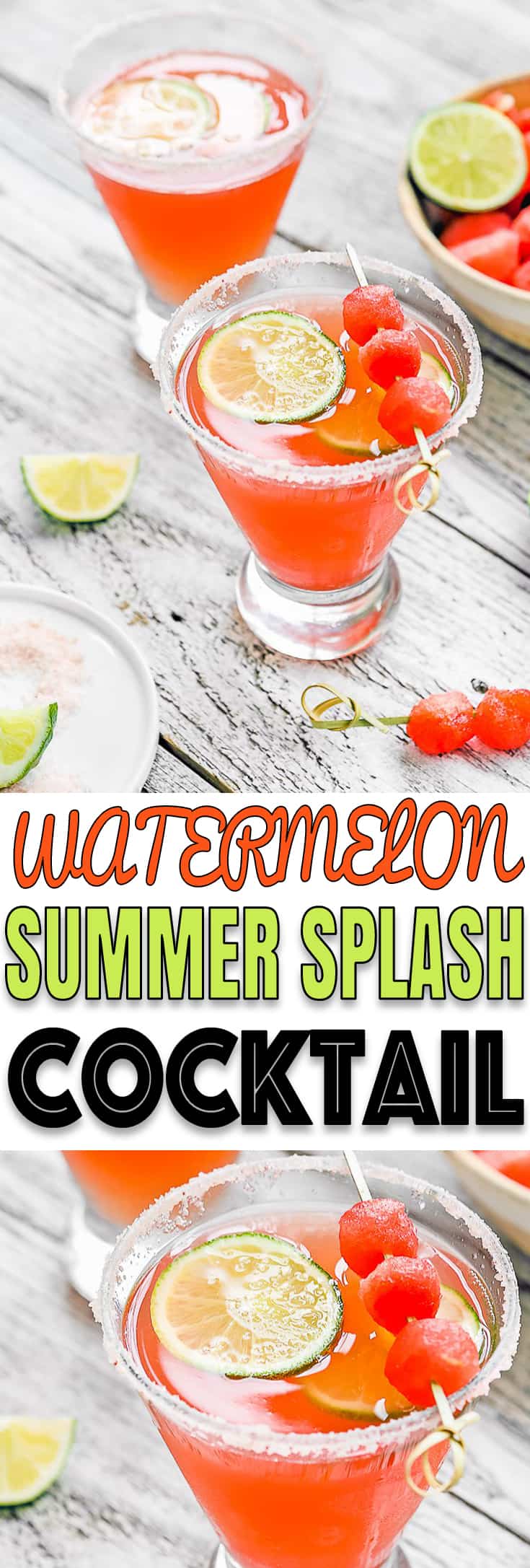 Cool down this Summer with this Watermelon Summer Splash Cocktail!! Fresh Watermelon, Tequila, and Moscato shaken to pure perfection. THE BEST flavor combo, so refreshing! http://mommyshomecooking.com