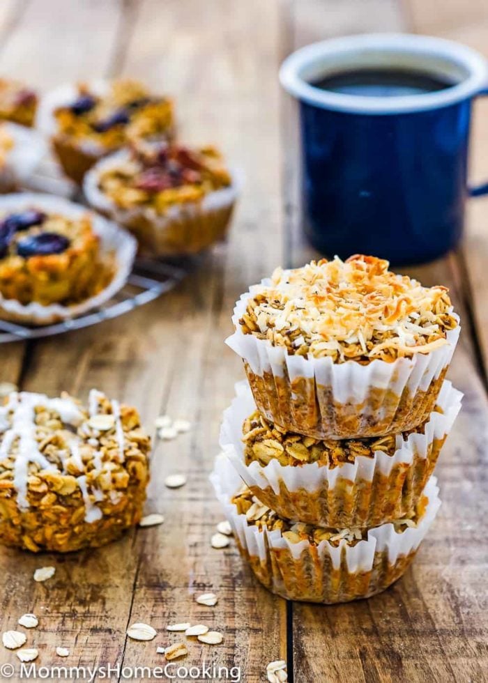 Eggless Baked Apple Oatmeal Muffins - Mommy's Home Cooking