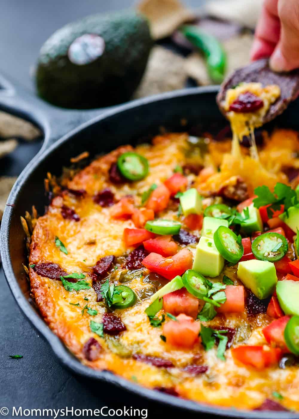 Easy Queso Fundido with Chorizo and Avocado - Mommy's Home Cooking