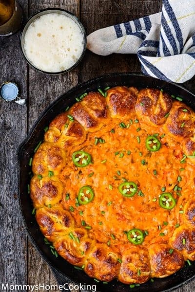 Cheesy Taco Dip with Garlic Pretzels Dippers