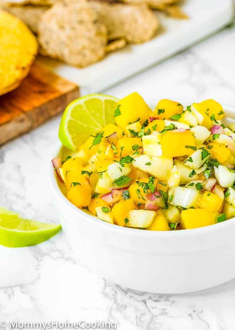 This Fennel Mango Salsa is a crowd pleaser, colorful and full of big flavors! Serve with chips, on tacos or tostadas, or on grilled fish, pork or chicken. https://mommyshomecooking.com