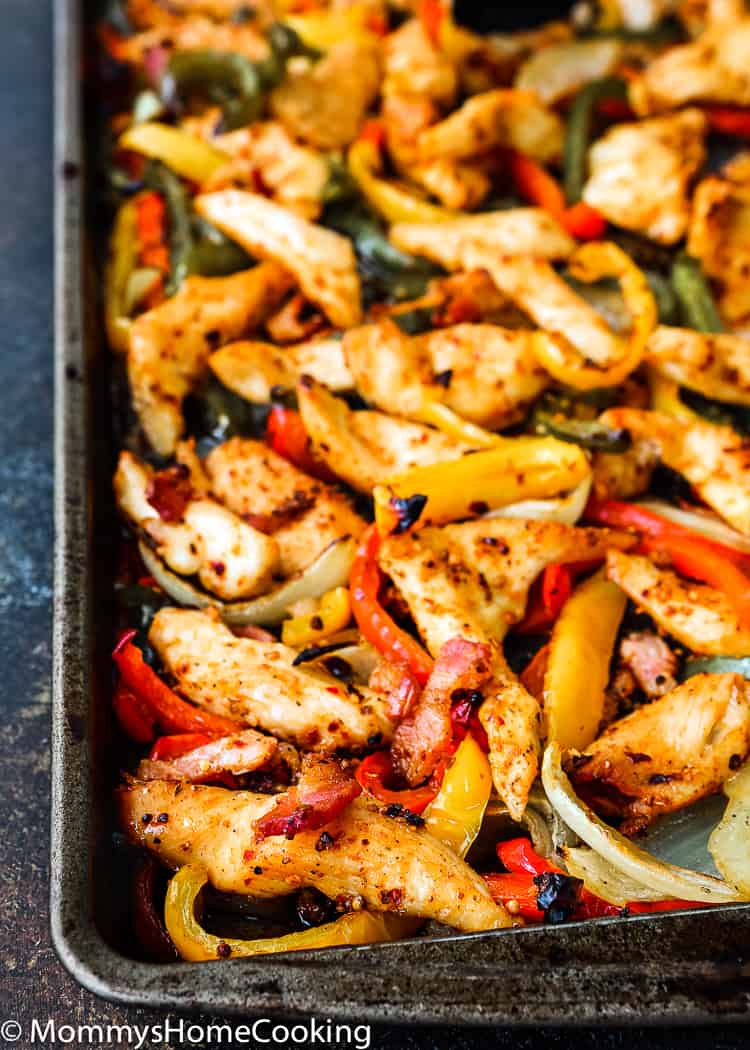 Sheet Pan Barbecue Bacon Chicken Fajitas - Mommy's Home Cooking