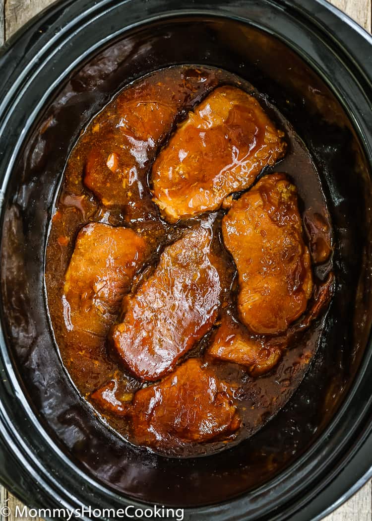 Slow Cooker Honey Garlic Pork Chops - Mommy's Home Cooking