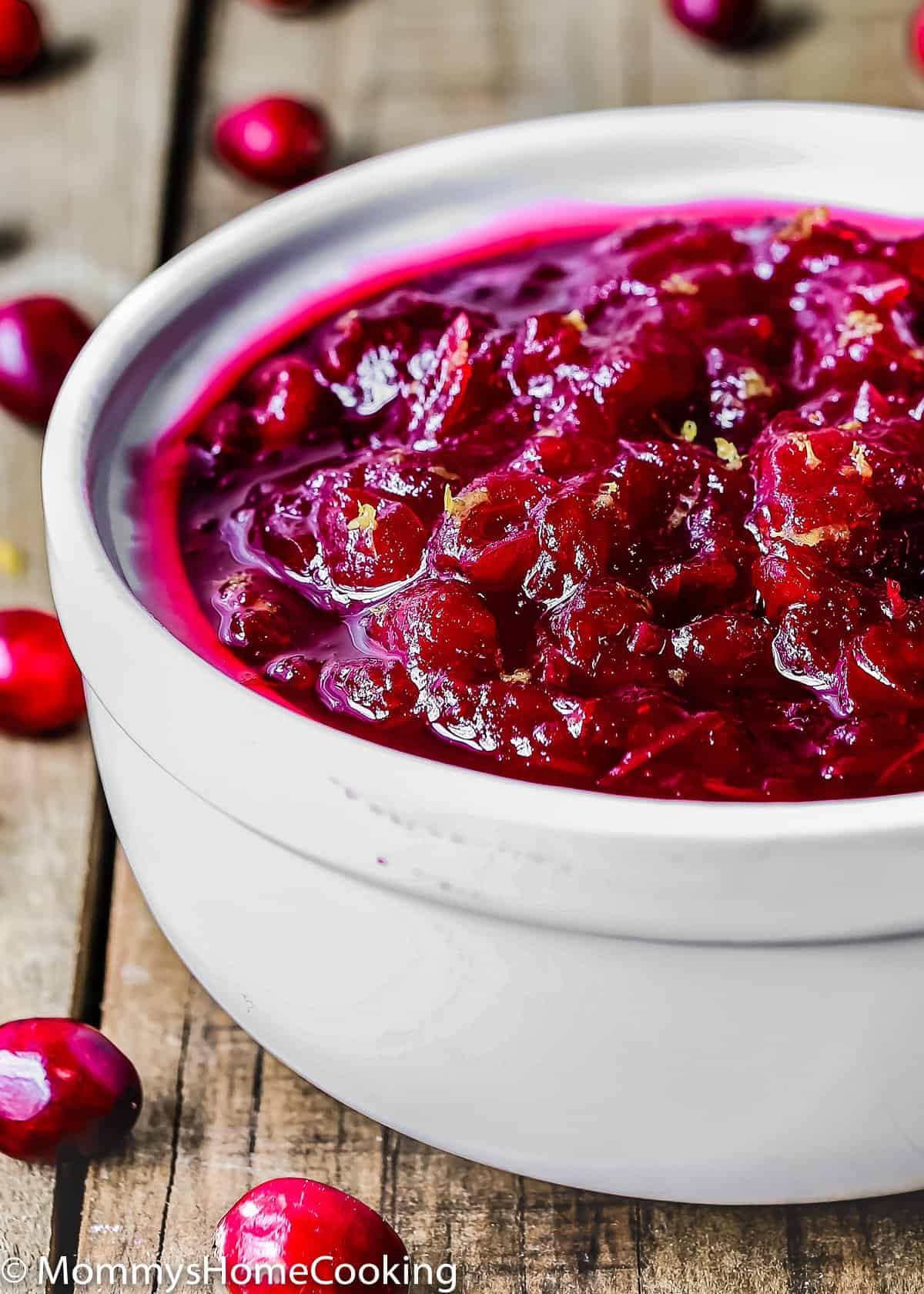 Cranberry Sauce garnished with lemon zest