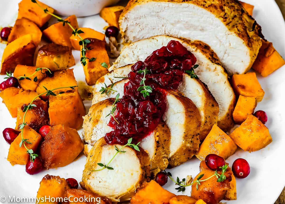 Cranberry Sauce over a sliced turkey breast