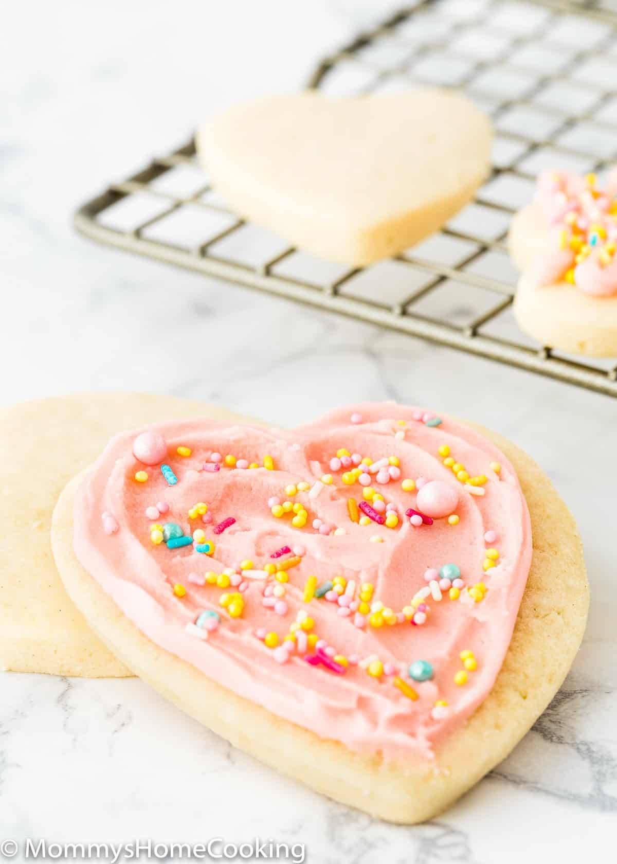 Eggless Sugar Cookie with buttercream an sprinkles.