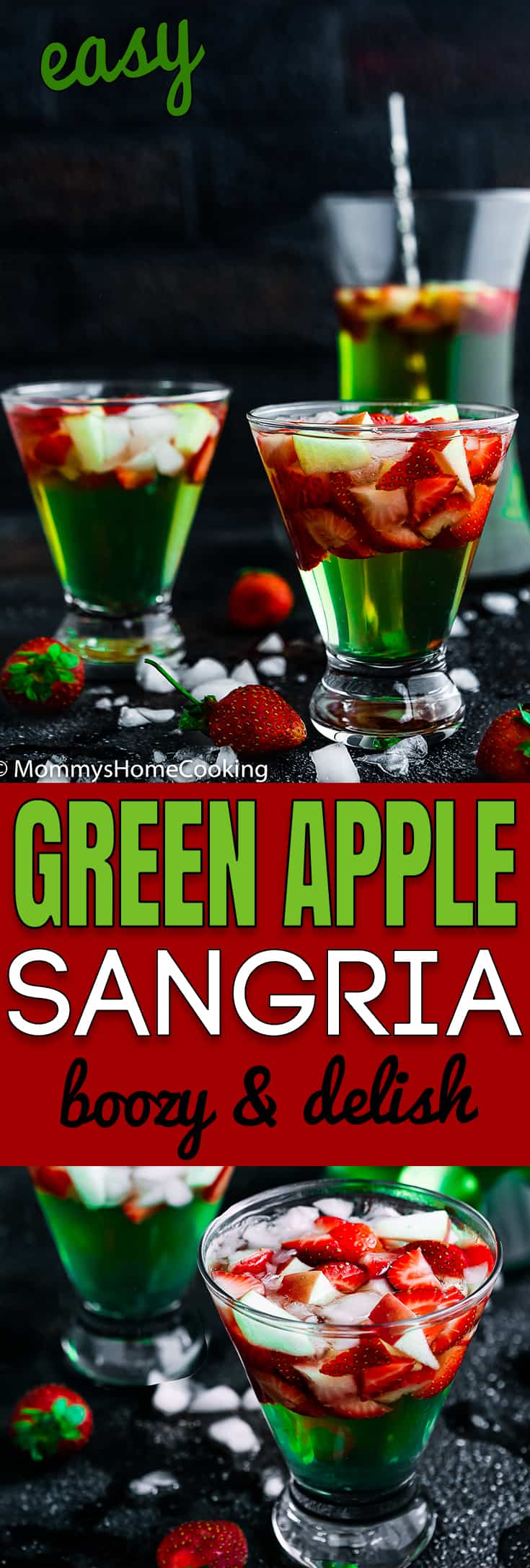 This Green Apple Sangria is boozy, light, crisp and chock-full of yummy fruit. It's the perfect make-ahead cocktail for parties and gatherings. https://mommyshomecooking.com