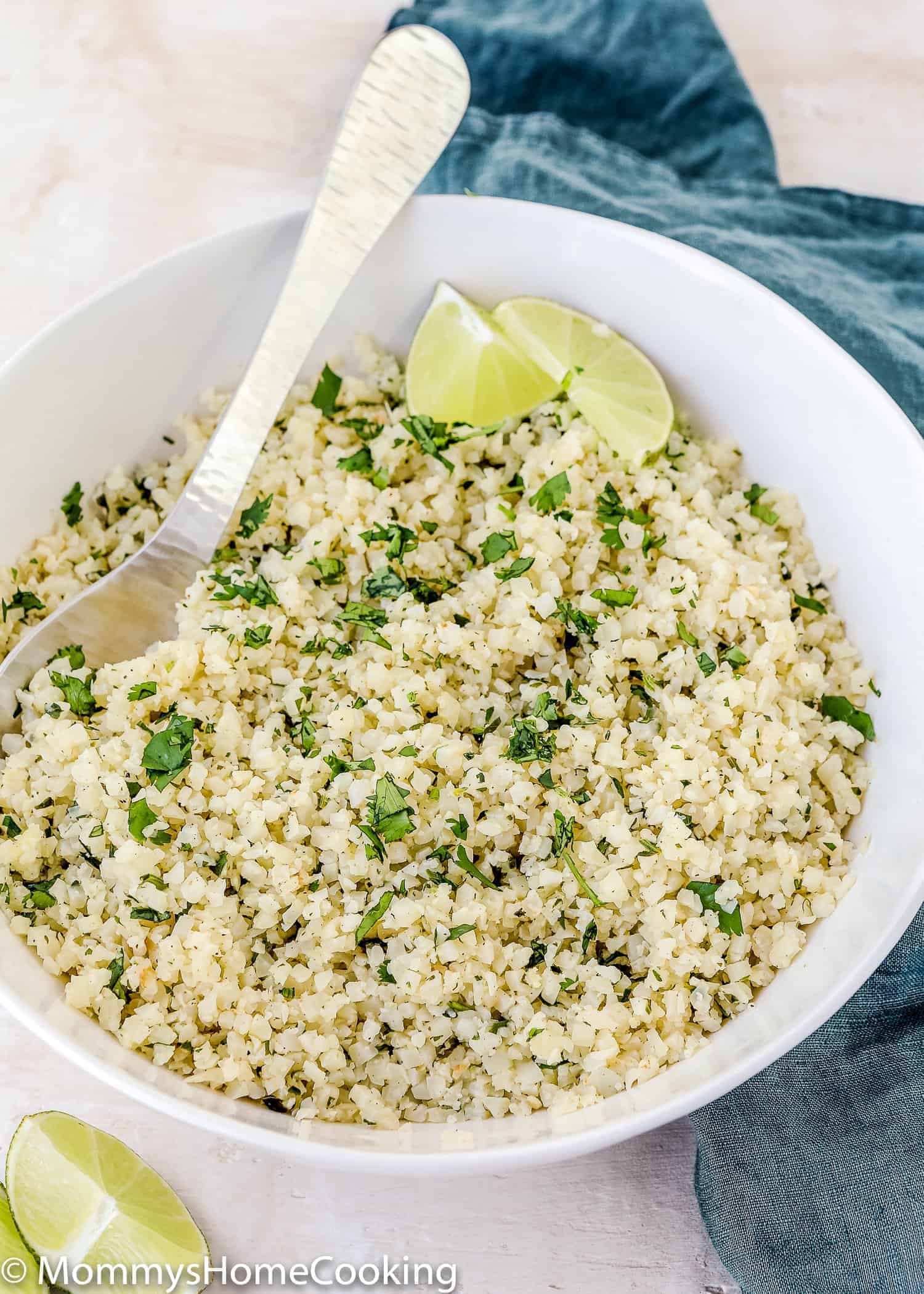 This Easy Cilantro Lime Cauliflower Rice is slightly crispy on the outside, tender on the inside and super flavorful. It’s the perfect side dish to accompany any meal, anytime. Low Carb. Paleo. Keto and Whole 30 friendly. https://mommyshomecooking.com