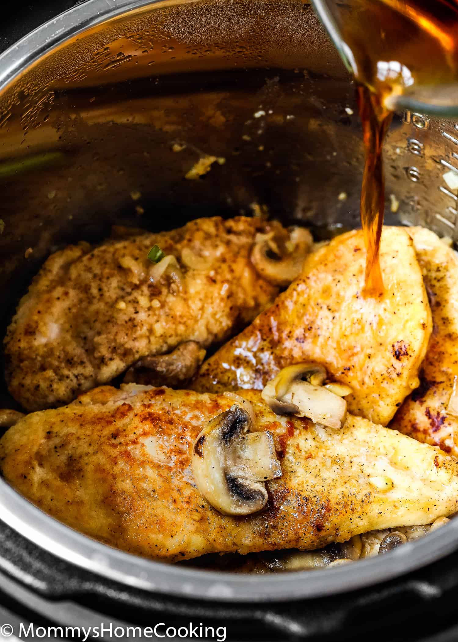 Creamy marsala chicken in an Instant pot.