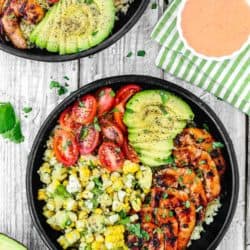 Grilled Barbecue Shrimp and Corn Avocado Salad Bowls | Mommy's Home Cooking