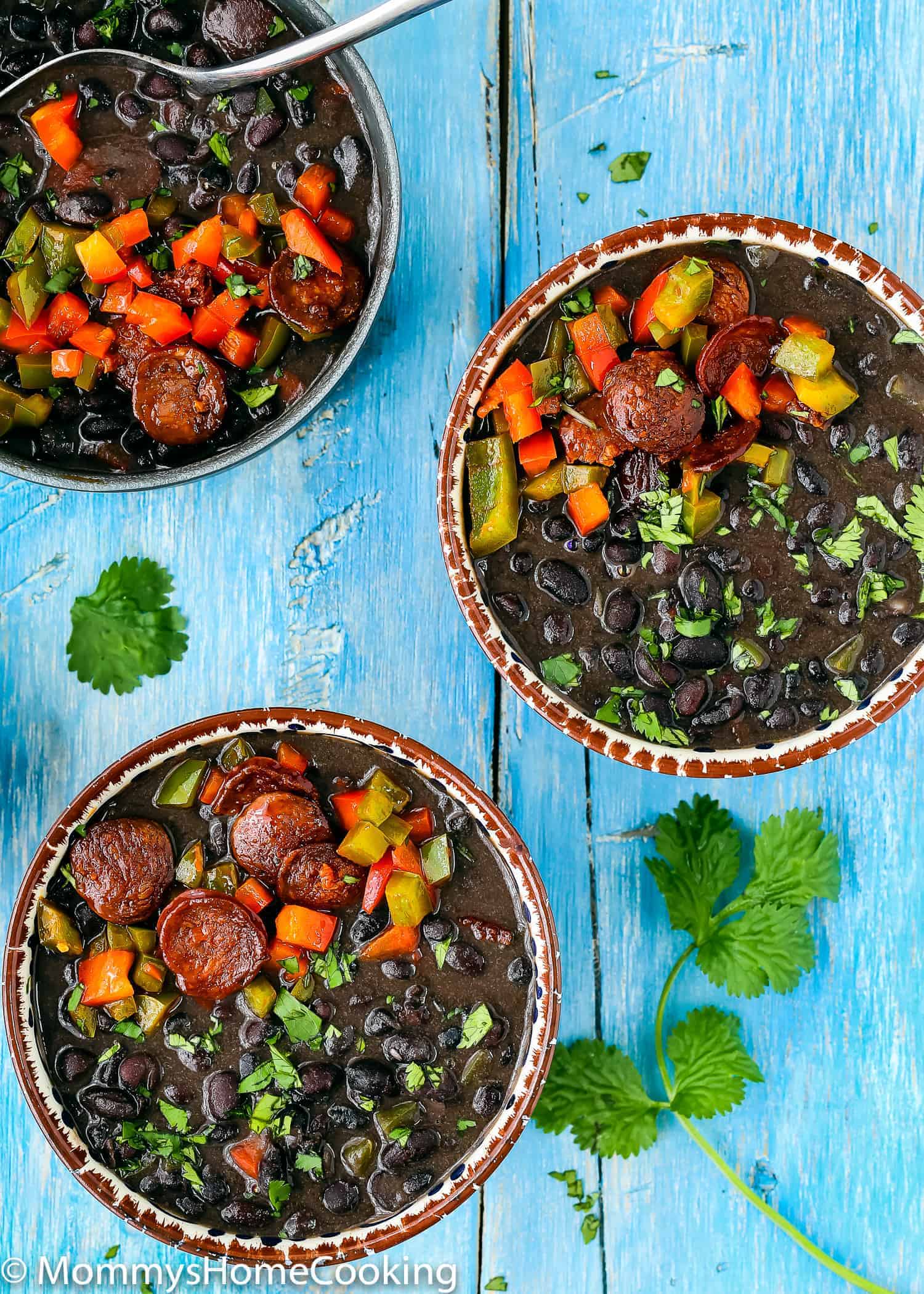 These Instant Pot Black Beans with Chorizo are hearty, satisfying and incredibly flavorful! They're quick and easy to make and perfect for feeding a crowd. Serve them on their own, or as a side dish to complete any meal. https://mommyshomecooking.com