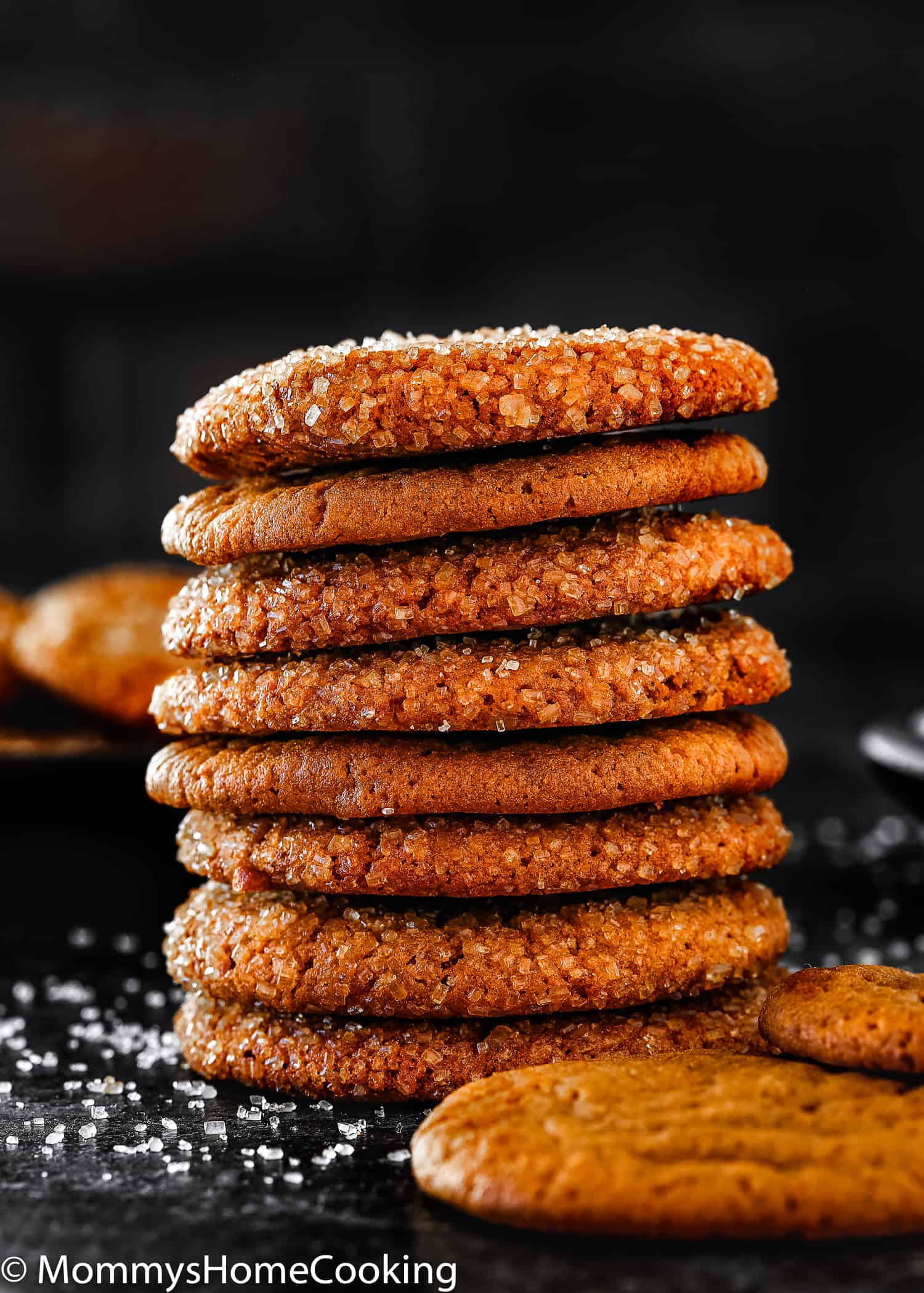 egg-free Soft Molasses Cookies stack
