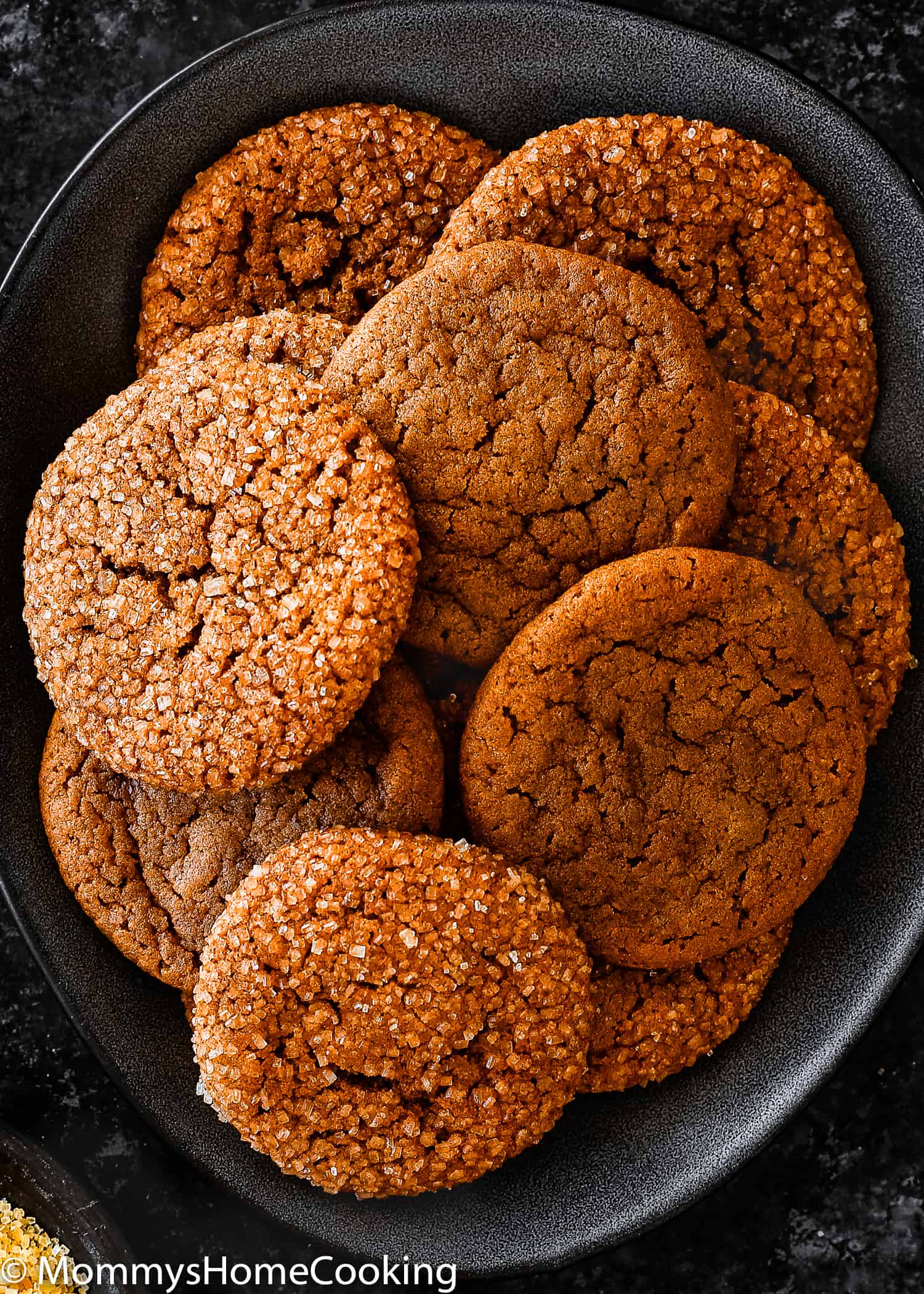 overhead view of egg-free Soft Molasses Cookies.