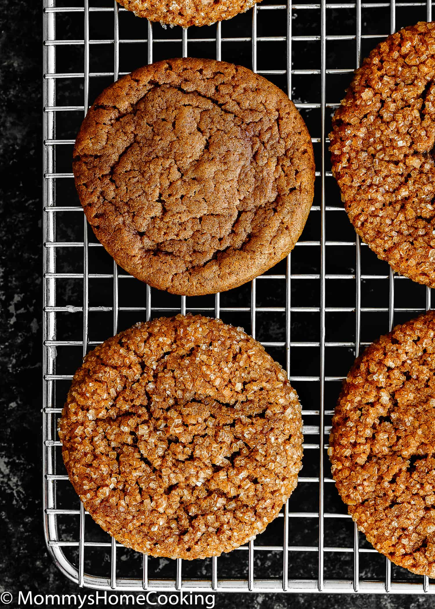 Soft Molasses Cookies on a wire cooling rack