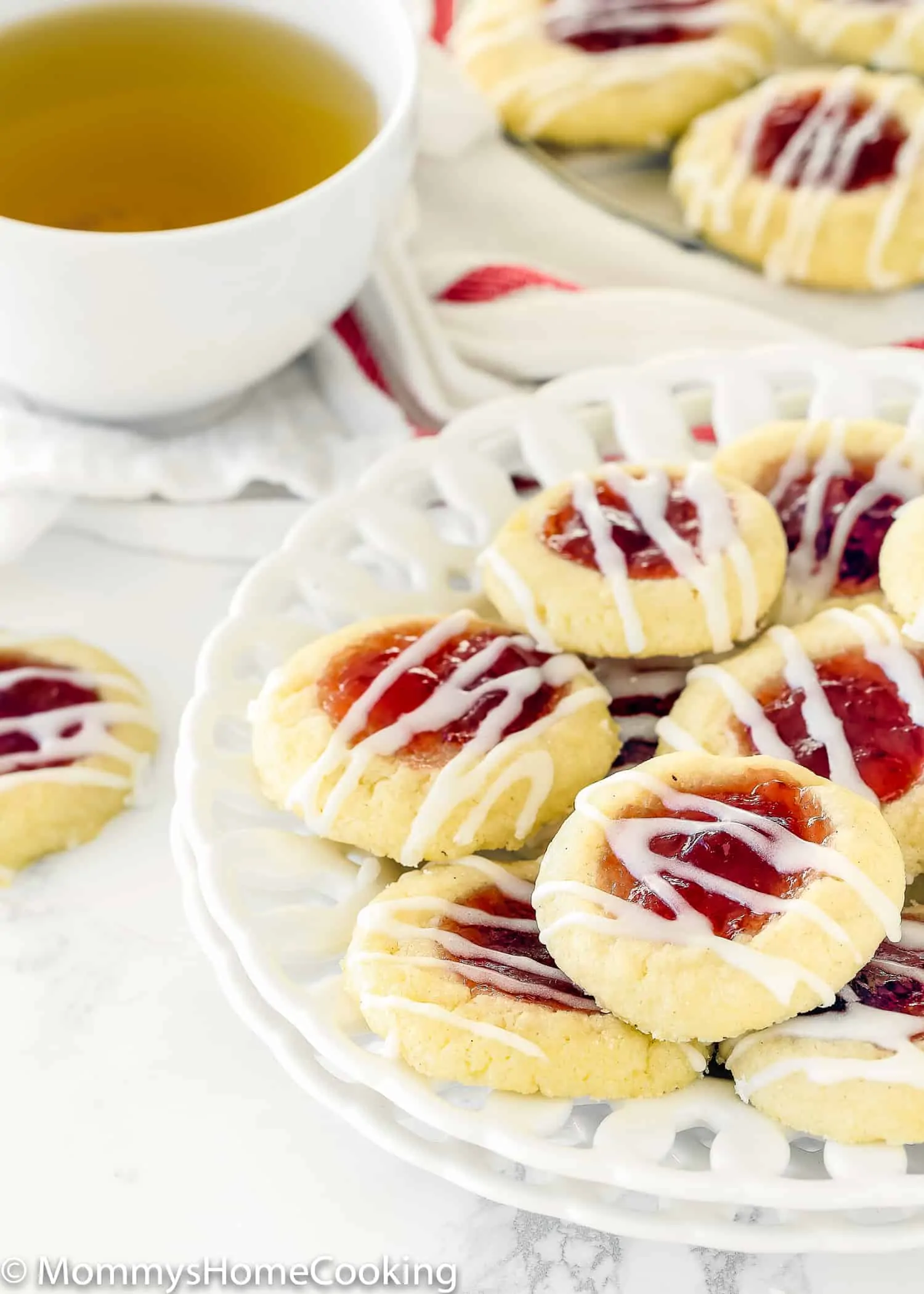 Eggless Thumbprint Cookies on a white plate
