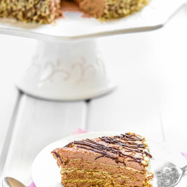 Venezuelan Chocolate Marquesa slice on a plate