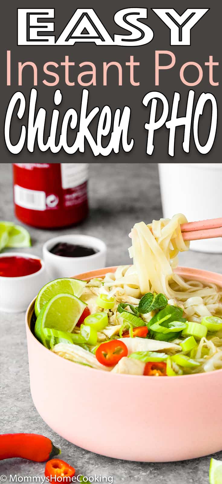 This Easy Instant Pot Chicken Pho is light, fragrant and totally delicious! Made from scratch and in a fraction of the time, this Vietnamese soup recipe takes 30 minutes to make thanks to the pressure cooker's magic. #recipe #easy #instantpot #pho #chicken #soup