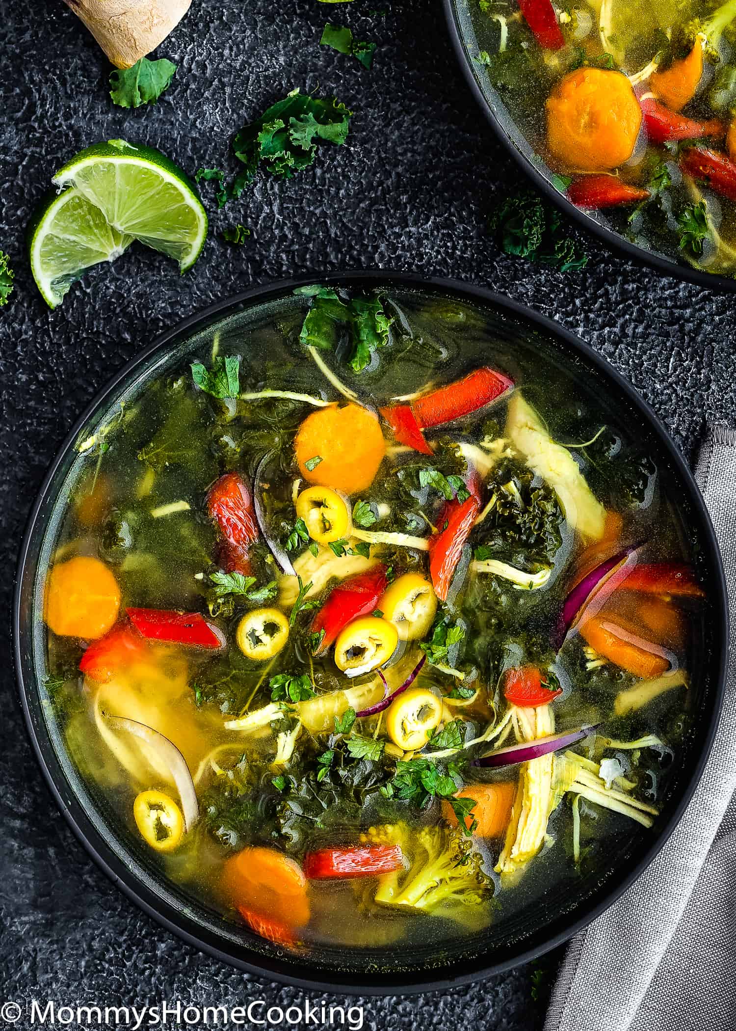 one bowl with detox soup.