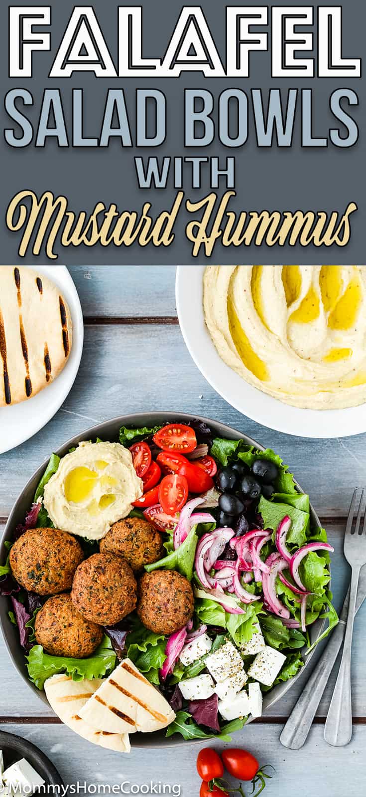 This Falafel Salad Bowls with Mustard Hummus is a burst of Mediterranean flavors in every bite! It’s not only easy to make, but delicious and satisfying too. A perfect meatless meal to share with family and friends during lent time! https://mommyshomecooking.com