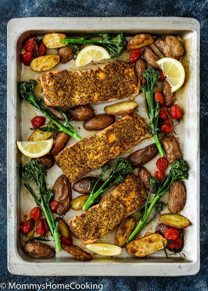 Sheet Pan Mustard Salmon Dinner | Mommy's Home Cooking