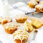 Eggless Banana Bread muffins drizzled with sugar glaze
