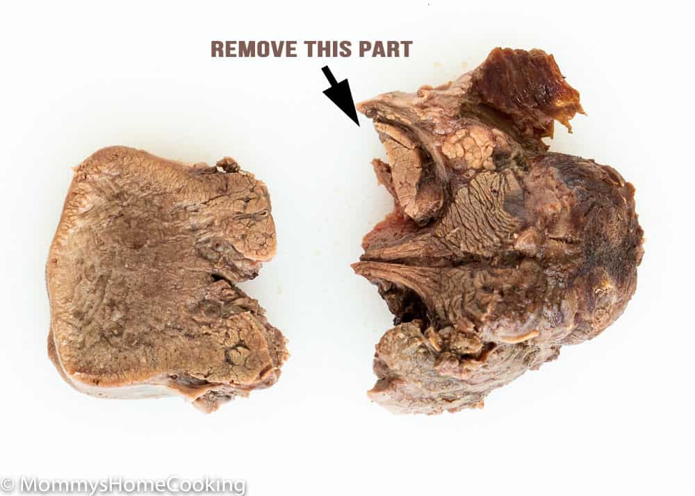 How to remove the rough part of the beef tongue