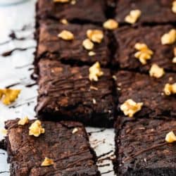 eggless fudgy zucchini brownies drizzled with chocolate