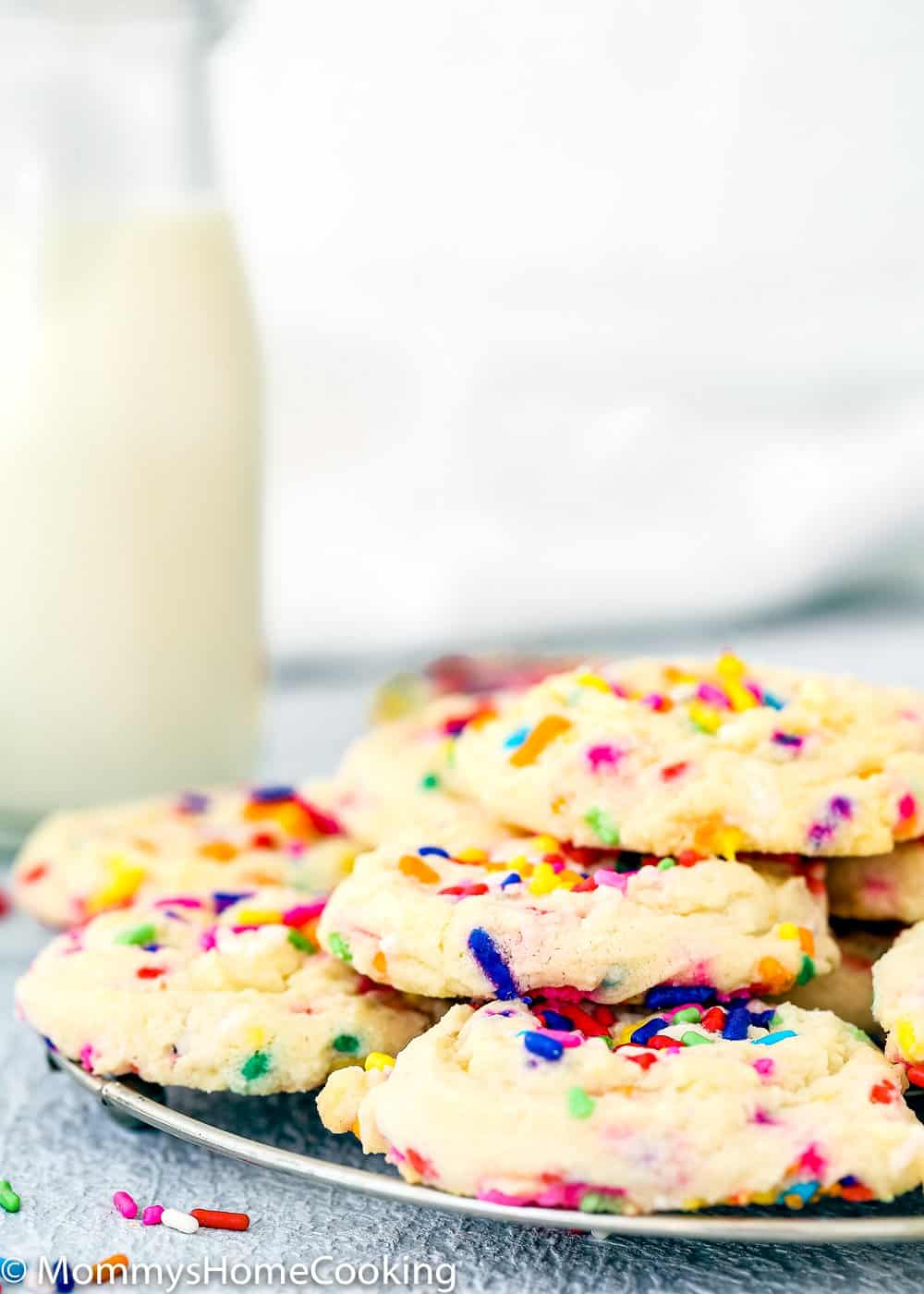 Eggless Funfetti Cookies over a cooling rack