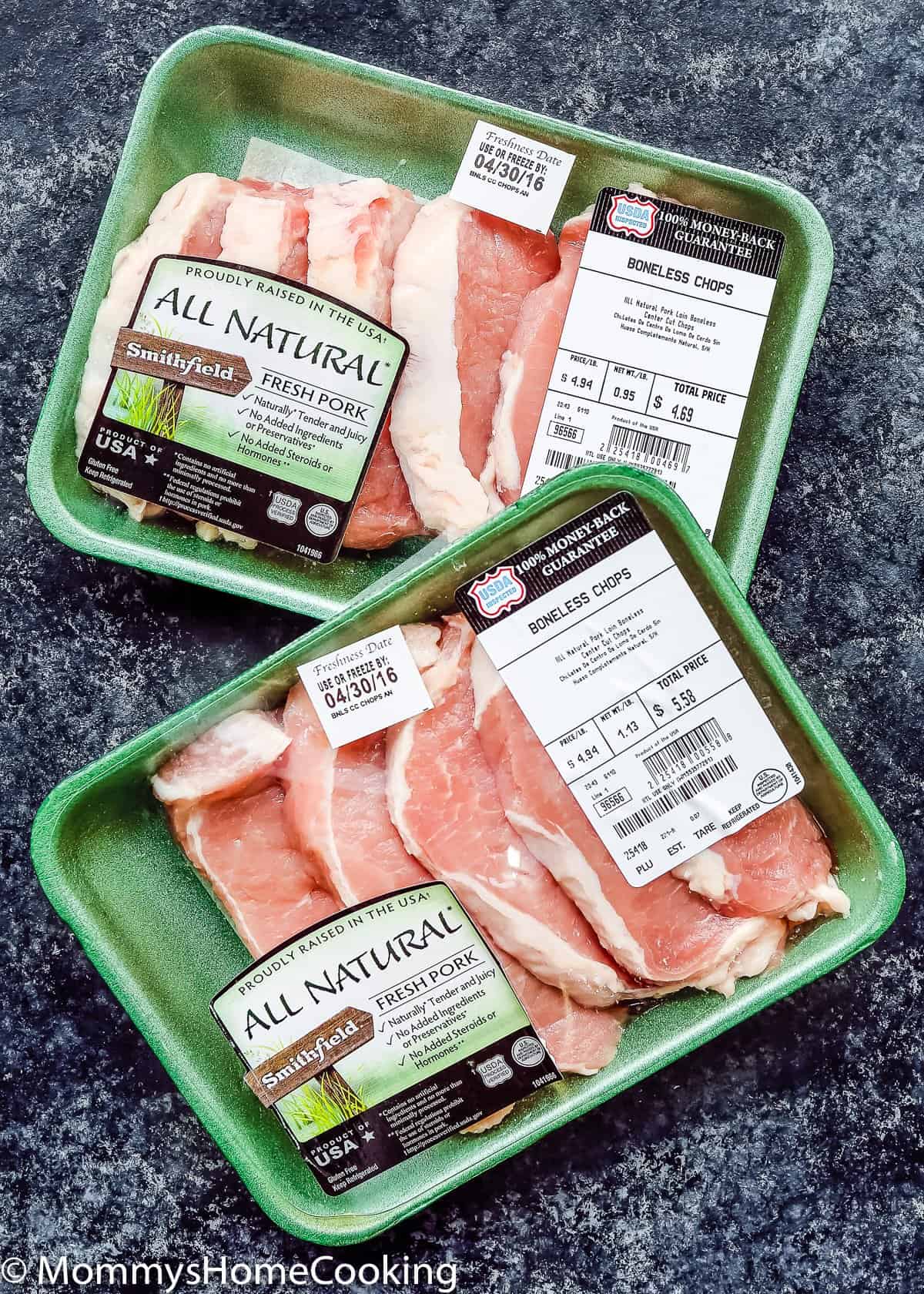 Pork Chops in a plastic container