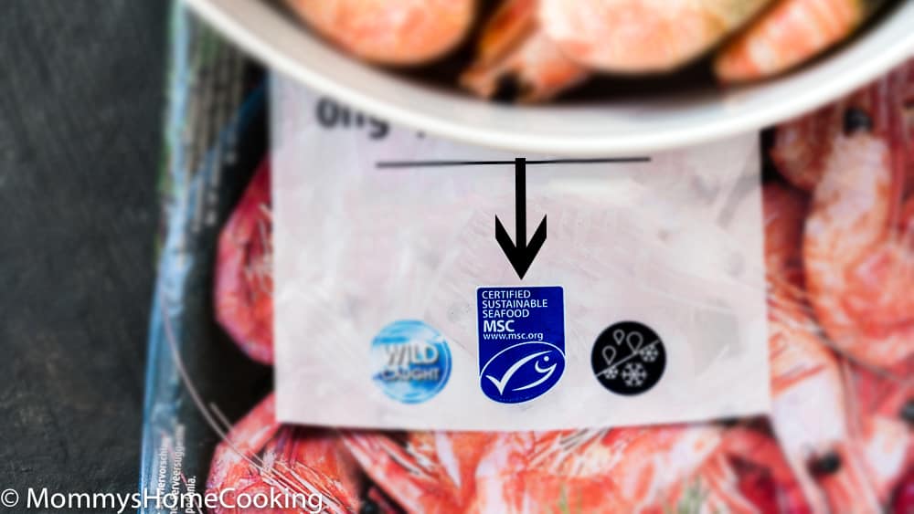 bag of frozen sustainable shrimp